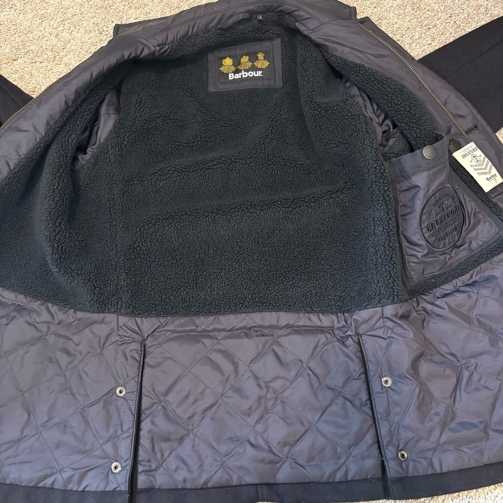 Barbour Barkston Deep Navy Wool Blend Men’s Jacket Small to Medium Heritage - Picture 8 of 16